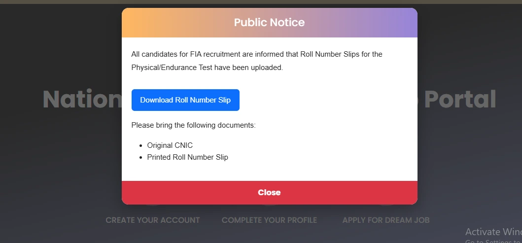 npftas.org.pk Roll Number Slip 2026 Uploaded