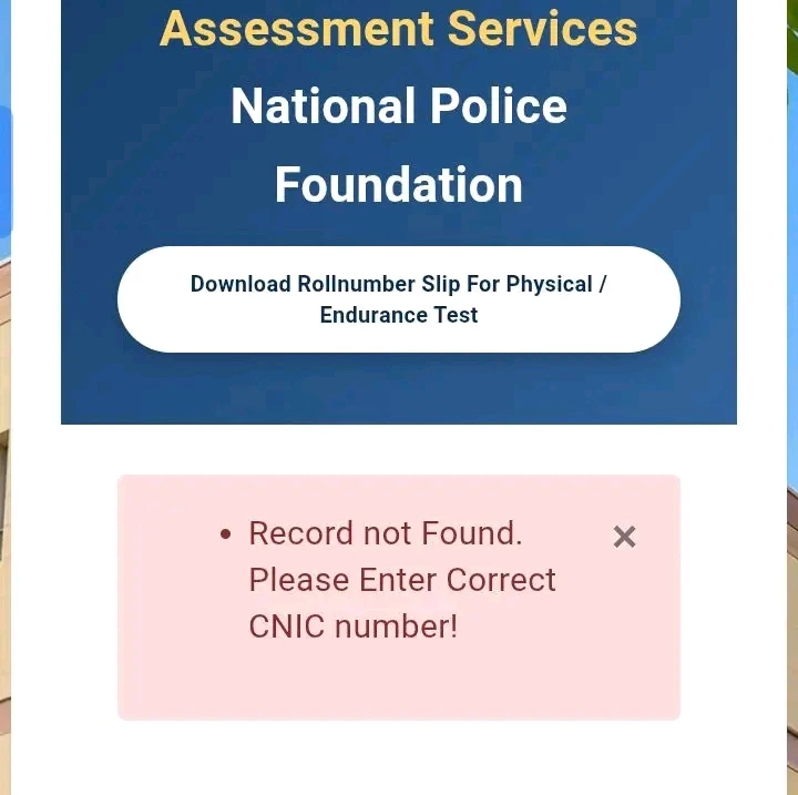 npftas.org.pk slip not found