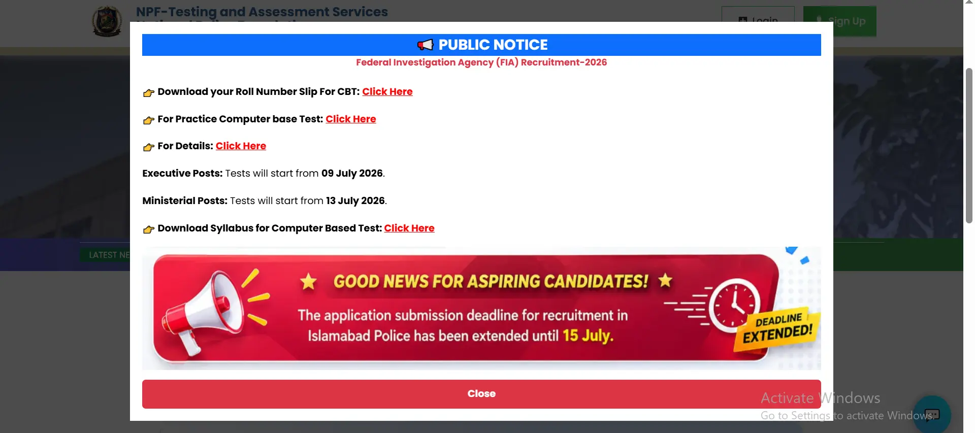 Islamabad Police Jobs Last Date